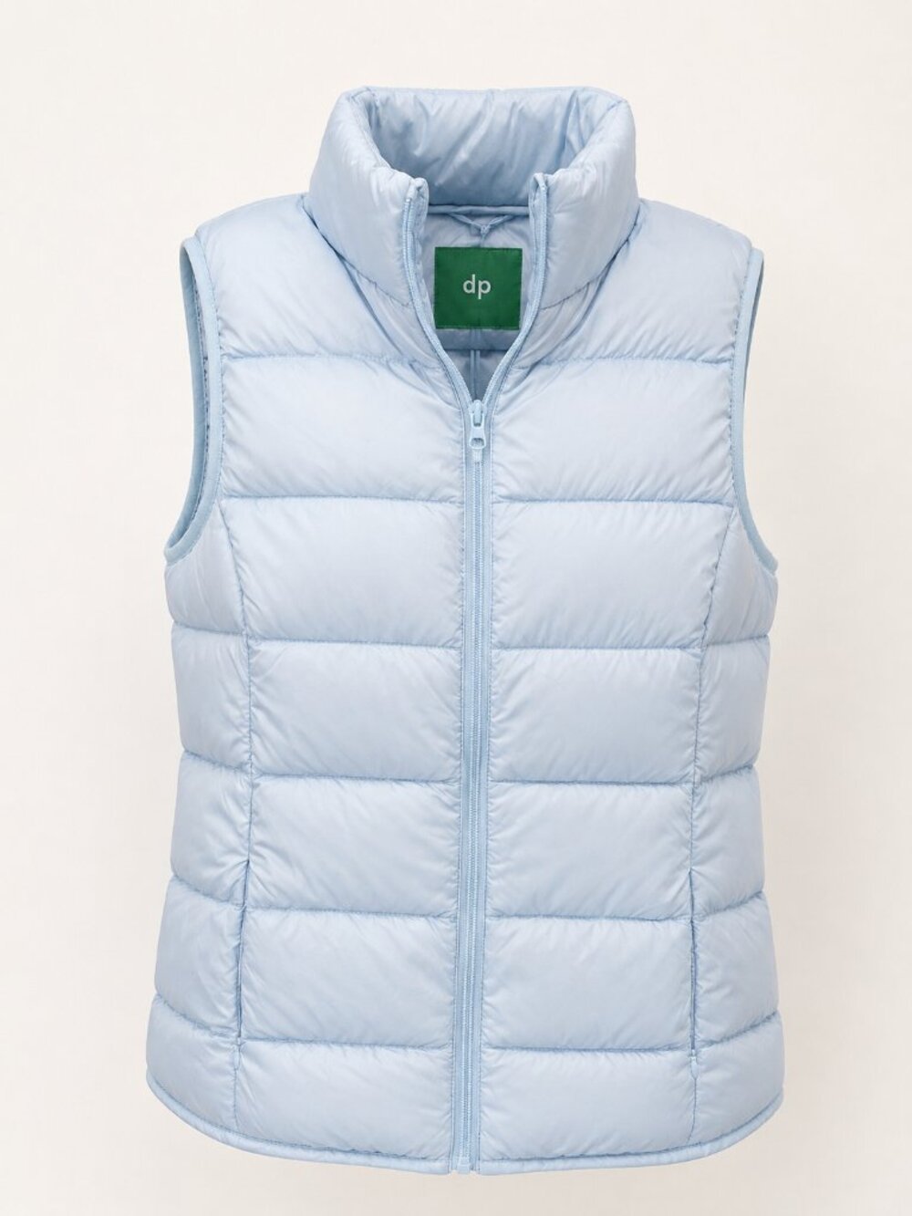 DIP Women's Down Puffer Vest Light Blue Quilted Packable Full Zip Winter Medium